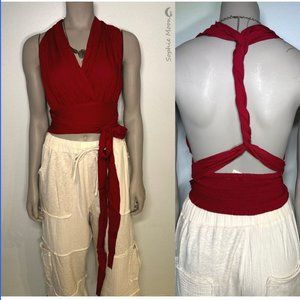 Knotted Top Wrap Open Back